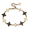 Palm Beach Jewelry Black Onyxl Gold Ion-plated Clover Bracelet 7-inch