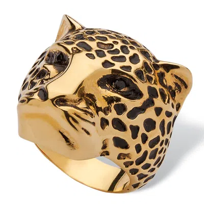Palm Beach Jewelry Black Pave Crystal Leopard Fashion Ring Yellow Gold-plated