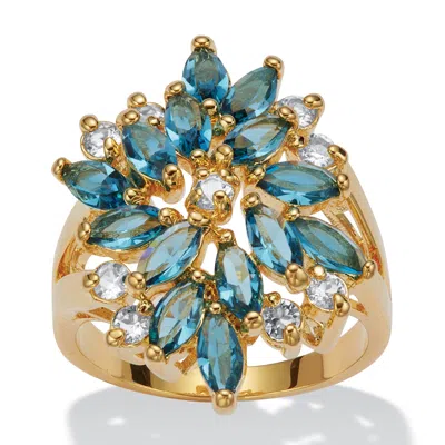 Palm Beach Jewelry Blue Crystal Floral Cluster 18k Gold-plated Ring