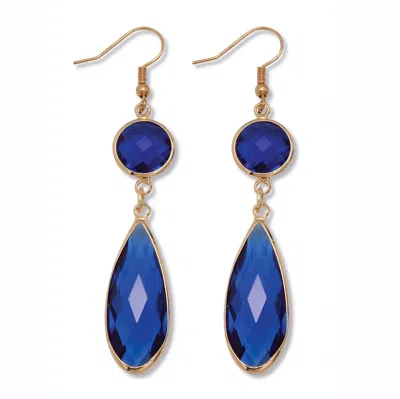 Palm Beach Jewelry Blue Crystal Goldtone Drop Earrings