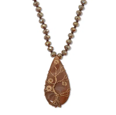 Palm Beach Jewelry Boho Glass Beaded Goldtone Tree Pendant Necklace 34-inch