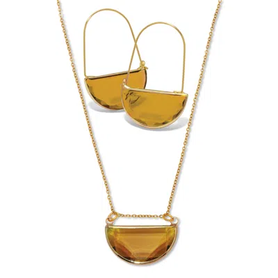 Palm Beach Jewelry Brown Crystal Half Moon Goldtone Jewelry Set