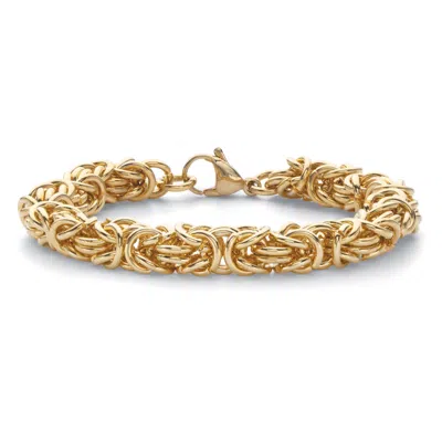 Palm Beach Jewelry Byzantine-link Bracelet Gold Ion-plated Stainless Steel 8mm 7.5" Length In Yellow