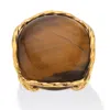 Palm Beach Jewelry Cabochon-shaped Genuine Tiger's Eye Gold-plated Channel-set Pillow Ring In Brown