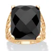 Palm Beach Jewelry Checkerboard Onyx Gold-plated Sterling Silver Ring In Yellow