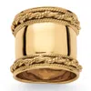 Palm Beach Jewelry Cigar Band-style Ring With Rope Detailing In 18k Gold-plated Sterling Silver In Yellow