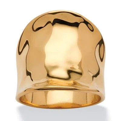 Palm Beach Jewelry Concave Cigar Band Ring 18k Gold Plated In Yellow