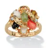 Palm Beach Jewelry Coral, Opal, Jade, Onyx And Tiger's-eye Cluster Ring In Gold-plated In White
