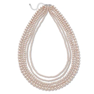Palm Beach Jewelry Cream Simulated Pearl Multi Strand Necklace Silvertone 22"-25"