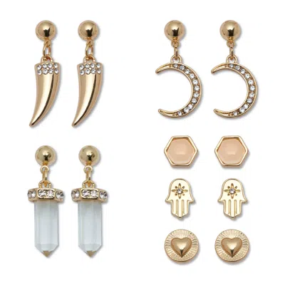 Palm Beach Jewelry Crystal 14k Yellow Gold-plated Earring Set In White