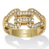 Palm Beach Jewelry Crystal 14k Yellow Gold-plated Link Ring In Yellow