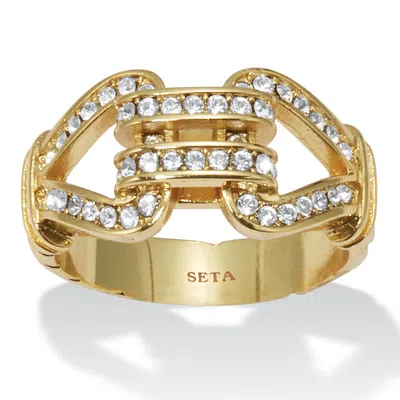 Palm Beach Jewelry Crystal 14k Yellow Gold-plated Link Ring