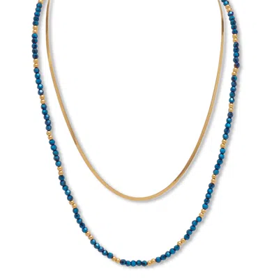 Palm Beach Jewelry Crystal 2-piece Stainless Steel Beaded Necklace 16-inch And 3-inch Extender
