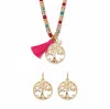 Palm Beach Jewelry Crystal And Simulated Pearl Goldtone Tree Of Life Necklace Earring Set 19"-21"