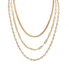 Palm Beach Jewelry Crystal Bezel Gold Ion-plated Multichain Necklace Set 16, 18, 21 Inch In Yellow