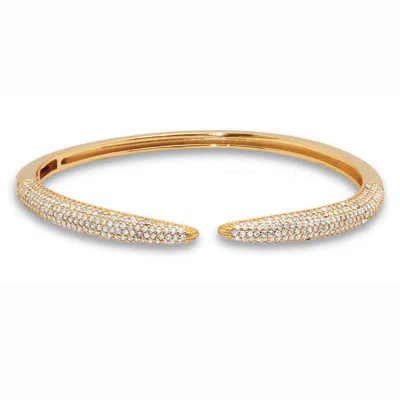 Palm Beach Jewelry Crystal Cuff Bangle Yellow Goldtone Sleek Bracelet 7-inch