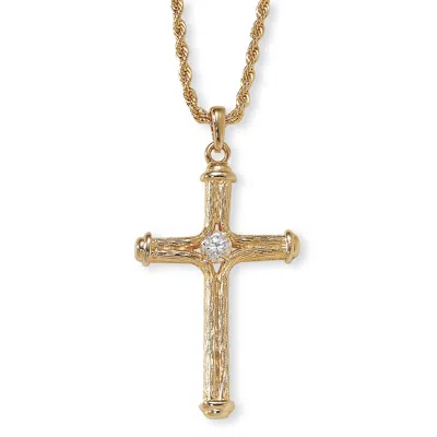 Palm Beach Jewelry Crystal Decorative Cross Pendant Necklace In Yellow Goldtone In White