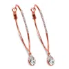 Palm Beach Jewelry Crystal Drop Hoop Earrings In Rose Gold-plated
