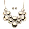 Palm Beach Jewelry Crystal Goldtone Halo Disc Button Earring And Bib Necklace Set 20"-22.5"