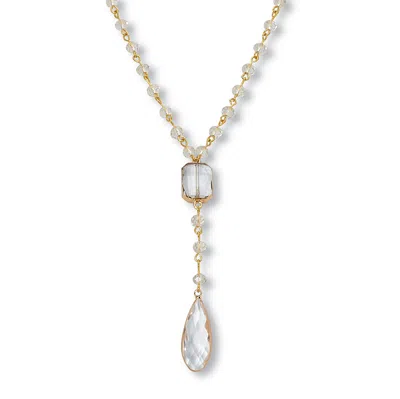 Palm Beach Jewelry Crystal Goldtone Y Necklace 24-inch Length, Plus 2-inch Extension