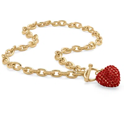 Palm Beach Jewelry Crystal Heart Charm Birthstone Necklace In Goldtone In Multi