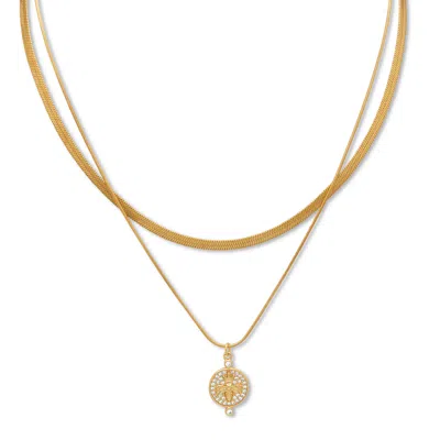 Palm Beach Jewelry Crystal Pave Dragonfly Multistrand Goldtone Necklace, 16 Inches In White