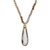 Palm Beach Jewelry Crystal Pendant And Genuine Jasper And White Agate Goldtone Necklace 32-inch