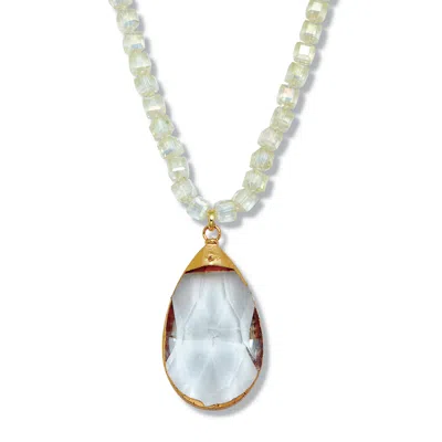 Palm Beach Jewelry Crystal Pendant Beaded Goldtone Drop Necklace 32-inch