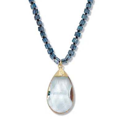 Palm Beach Jewelry Crystal Pendant Beaded Goldtone Drop Necklace 32-inch