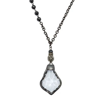 Palm Beach Jewelry Crystal Pendant Black Ruthenium-plated Drop Necklace 24-inch