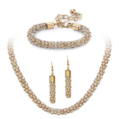 Palm Beach Jewelry Crystal Rope Necklace, Bracelet And Drop Earrings Set In Goldtone