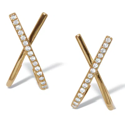 Palm Beach Jewelry Crystal "x" Goldtone Drop Earrings, 20x10mm