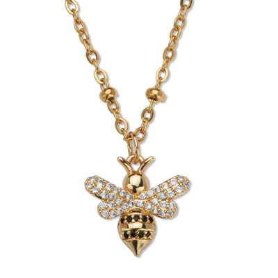 Palm Beach Jewelry Crystal Yellow Gold Ion-plated Bumblebee Necklace, 18 Inches In Black