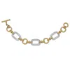 Palm Beach Jewelry Crystal Yellow Goldtone Hammered Paperclip Link Bracelet 7.5-inch