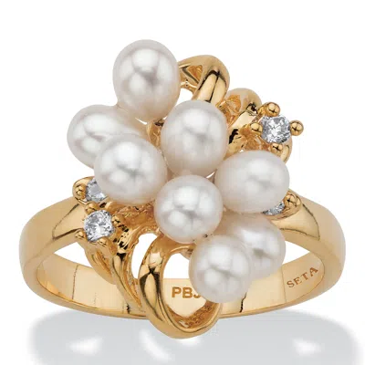 Palm Beach Jewelry Cultured Freshwater Pearl Cluster Cocktail Ring Gold-plated In White