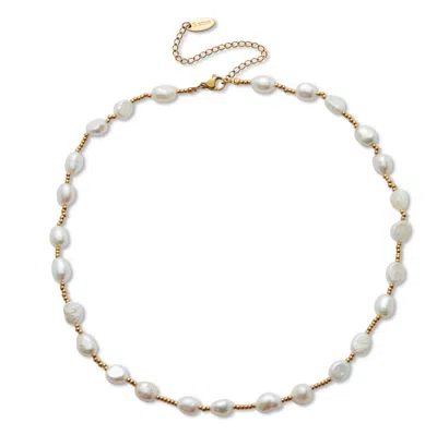 Palm Beach Jewelry Cultured Freshwater Pearl Gold Ion-plated Stainless Steel Necklace 18 To 21-inch