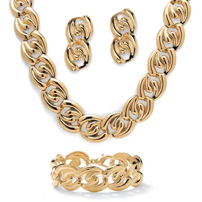 Palm Beach Jewelry Curb-link Necklace, Bracelet And Drop Earrings Set In Yellow Goldtone