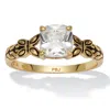 Palm Beach Jewelry Cushion Cut Birthstone Ring In Gold-plated Sterling Silver