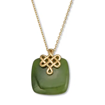 Palm Beach Jewelry Cushion Cut Genuine Green Jade 18k Gold-plated Pendant Necklace, 18 Inches