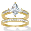 Palm Beach Jewelry Cz 14k Gold-plated Sterling Silver Ring Set In Yellow