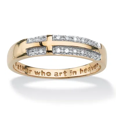 Palm Beach Jewelry Diamond Accent 10k Yellow Gold Lord's Prayer Cross Ring In White