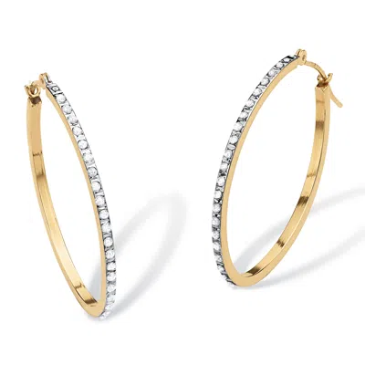 Palm Beach Jewelry Diamond Accent 14k Yellow Gold Diamond Fascination Hoop Earrings (1 1/4")