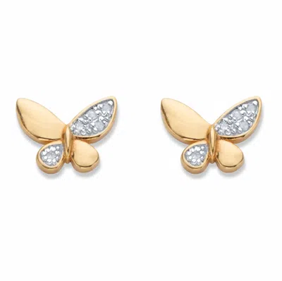 Palm Beach Jewelry Diamond Accent 18k Gold-plated Butterfly Stud Earrings In White