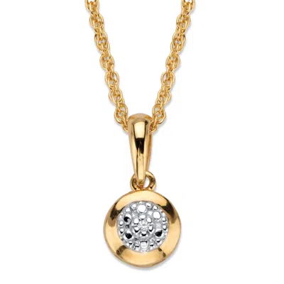 Palm Beach Jewelry Diamond Accent 18k Gold-plated Sterling Silver Round Halo Pendant Necklace 18"