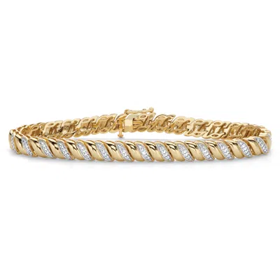 Palm Beach Jewelry Diamond Accent 18k Gold-plated Two-tone S-link Bracelet 7.25"
