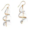Palm Beach Jewelry Diamond Accent 18k Yellow Gold-plated Sterling Silver Ribbon Drop Earrings In White