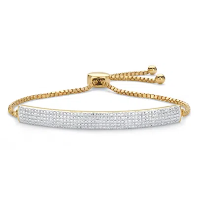Palm Beach Jewelry Diamond Accent Bar 18k Gold-plated Adjustable Bolo Bracelet 9"