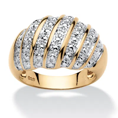 Palm Beach Jewelry Diamond Accent Dome Ring In 14k Gold-plated Sterling Silver In White