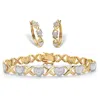 Palm Beach Jewelry Diamond Accent Gold-plated 2-piece "x & O" Hoop Earring And Bracelet Set 7" In White