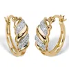 Palm Beach Jewelry Diamond Accent Gold-plated Banded S-link Hoop Earrings In White